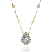 Pendentif diamant naturel poire et diamants naturels ronds 1.35 carat or jaune Carla
